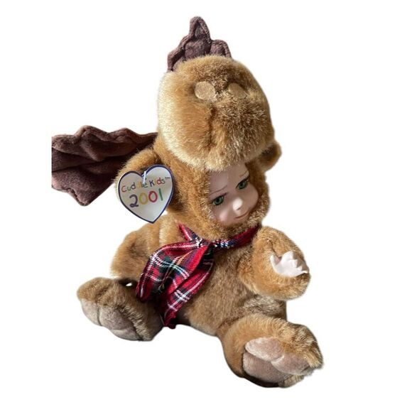 New Geppeddo Cuddle Kids 2001 Morris Moose Plush Porcelain Doll 9″ - Picture 7 of 11